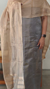 Grey banarasi jacquard suit
