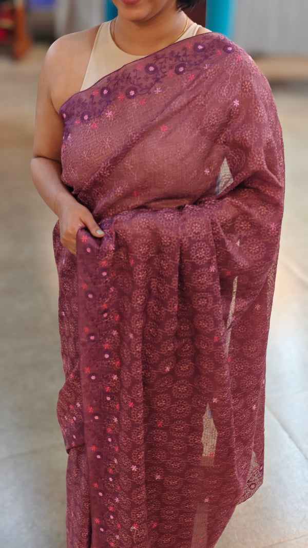 Dark mauve tepchi kota saree - V1099