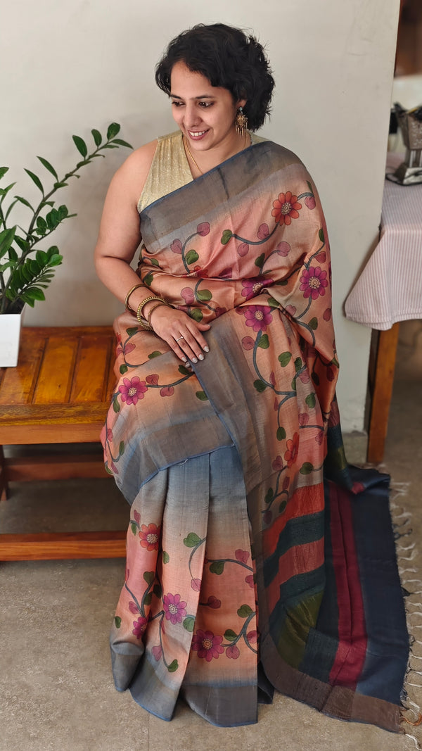 Kalamkari tussar silk saree - ND3808