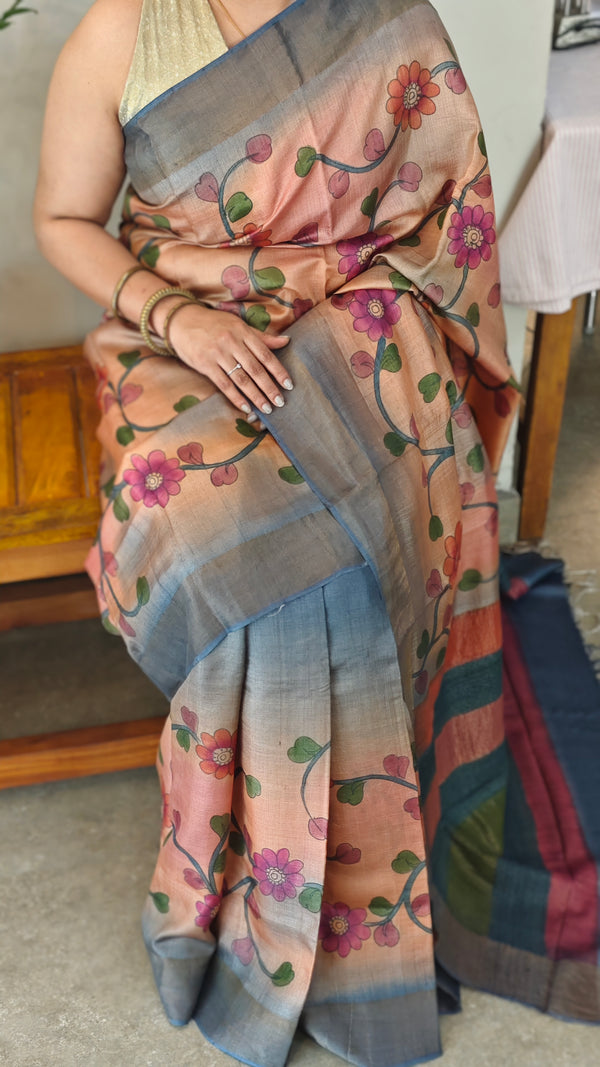 Kalamkari tussar silk saree - ND3808