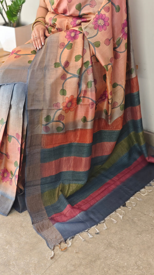 Kalamkari tussar silk saree - ND3808