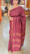 Burgundy desi tussar silk saree