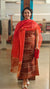 Brown and chilli red organza suit