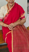 Red bengal muslin cotton saree