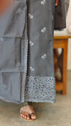 Grey cotton silk cutwork suit