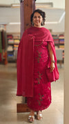 Dark red satin salwar suit