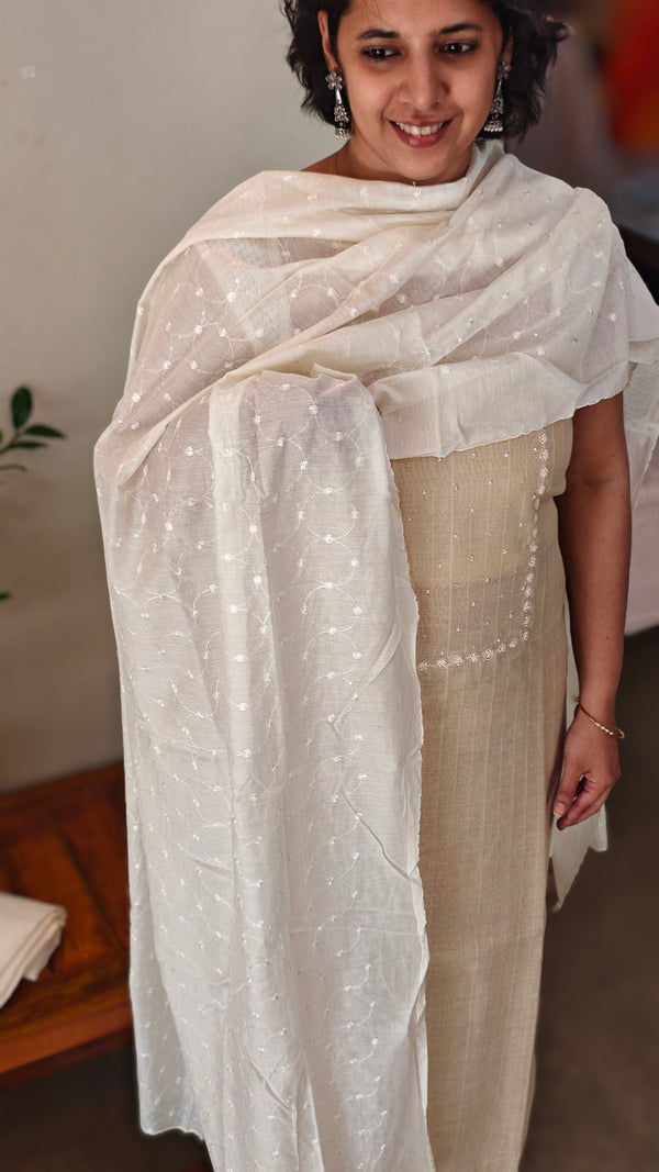 Beige semi linen salwar suit