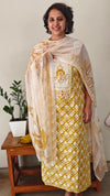 Mustard printed cotton suit