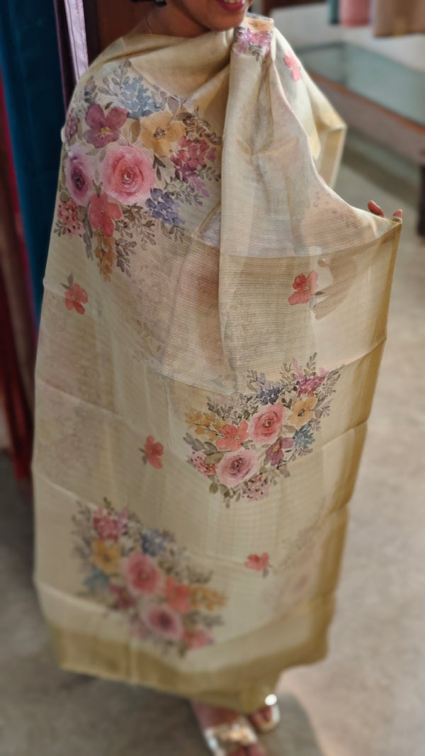 Green tissue linen embroidered suit - TSL42