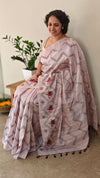 Rosy beige semi blended jute saree