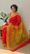 Red and yellow super net kota saree