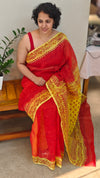 Red and yellow super net kota saree