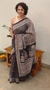 Black blended chanderi saree