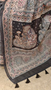 Black blended chanderi saree