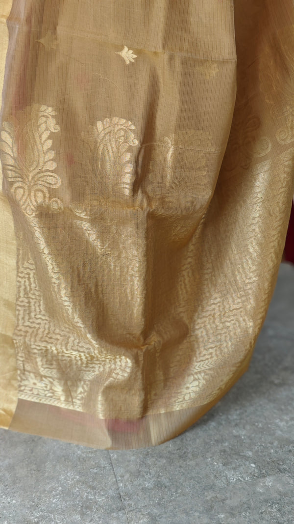 Beige cotton silk saree