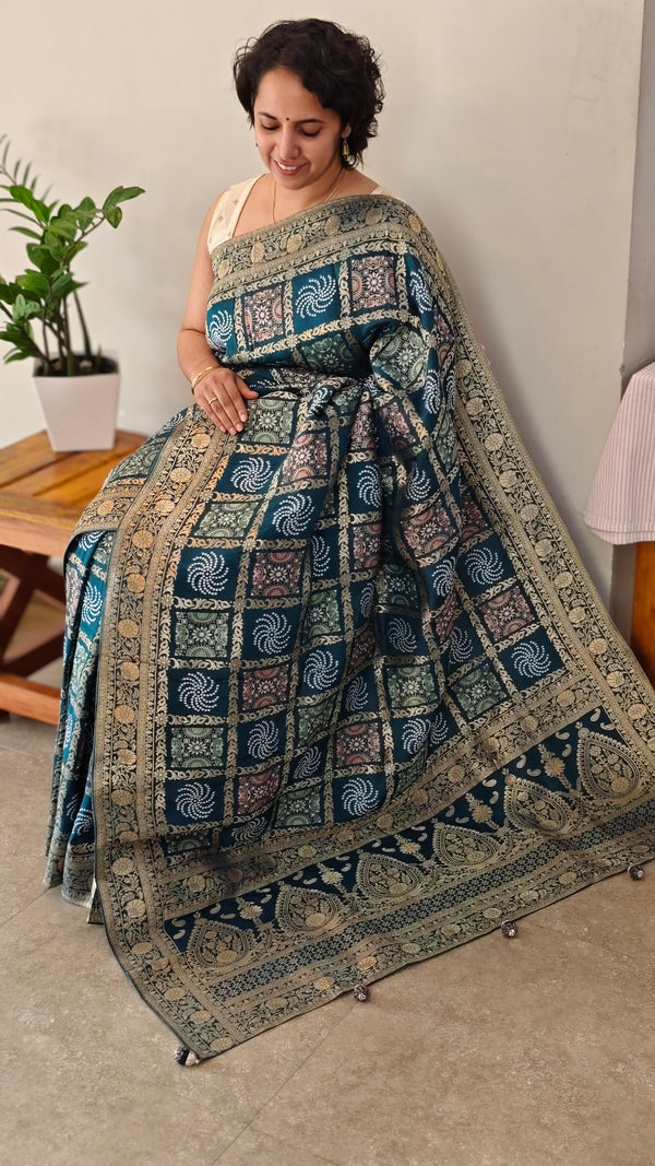 Turquoise gharchola silk saree