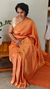 Sunset orange banarasi silk saree