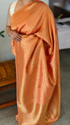 Sunset orange banarasi silk saree