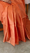 Burnt orange tussar silk saree
