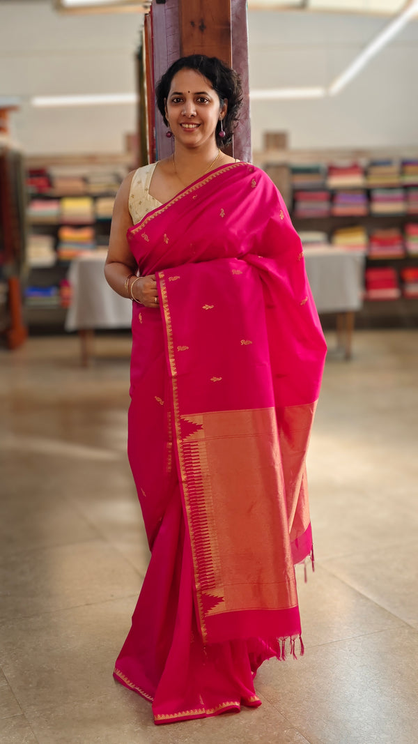 Magenta kanchipuram art silk saree