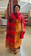 mustard and brown Organza salwar suit