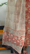Brick red block printed kota doria suit P837