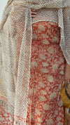 Brick red block printed kota doria suit P837