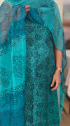 Turquoise net kota suit with crochet