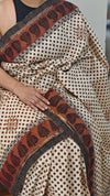 Beige jute silk saree