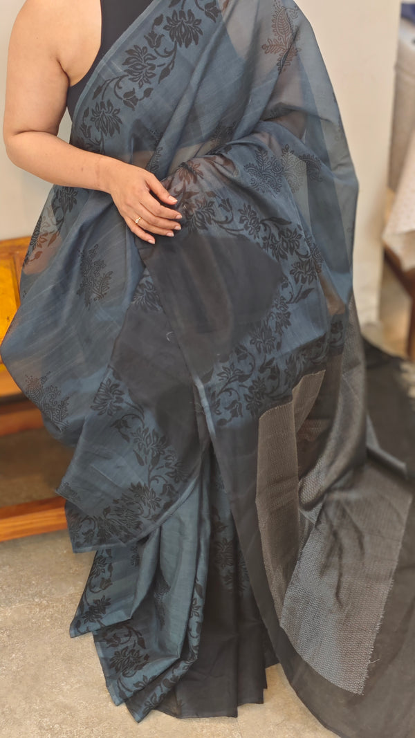 Black organza saree