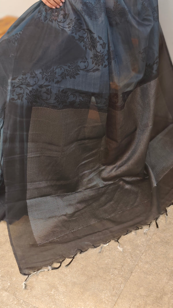 Black organza saree