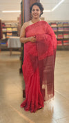 Pink organza saree