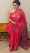 Pink organza saree