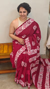 Dark pink cotton saree