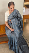 Grey tussar silk saree N113