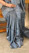 Grey tussar silk saree N113