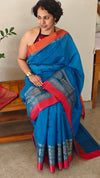 Azure blue chanderi silk saree