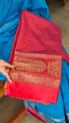 Azure blue chanderi silk saree