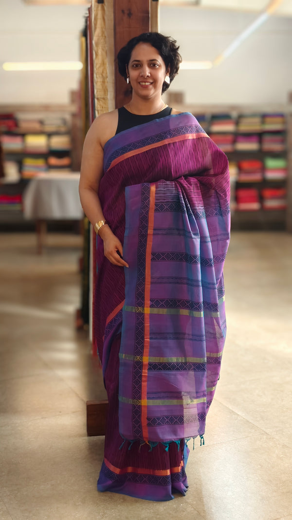 WIne chanderi silk saree