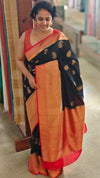 Black and red banarasi saree
