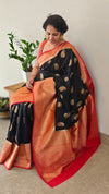 Black and red banarasi saree
