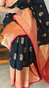 Black and red banarasi saree