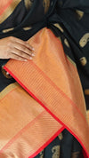 Black and red banarasi saree