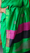 Green raw silk saree
