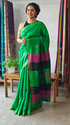 Green raw silk saree