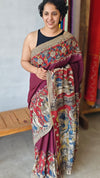 Wine shade Kalamkari silk saree