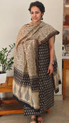 Black and beige chanderi salwar suit