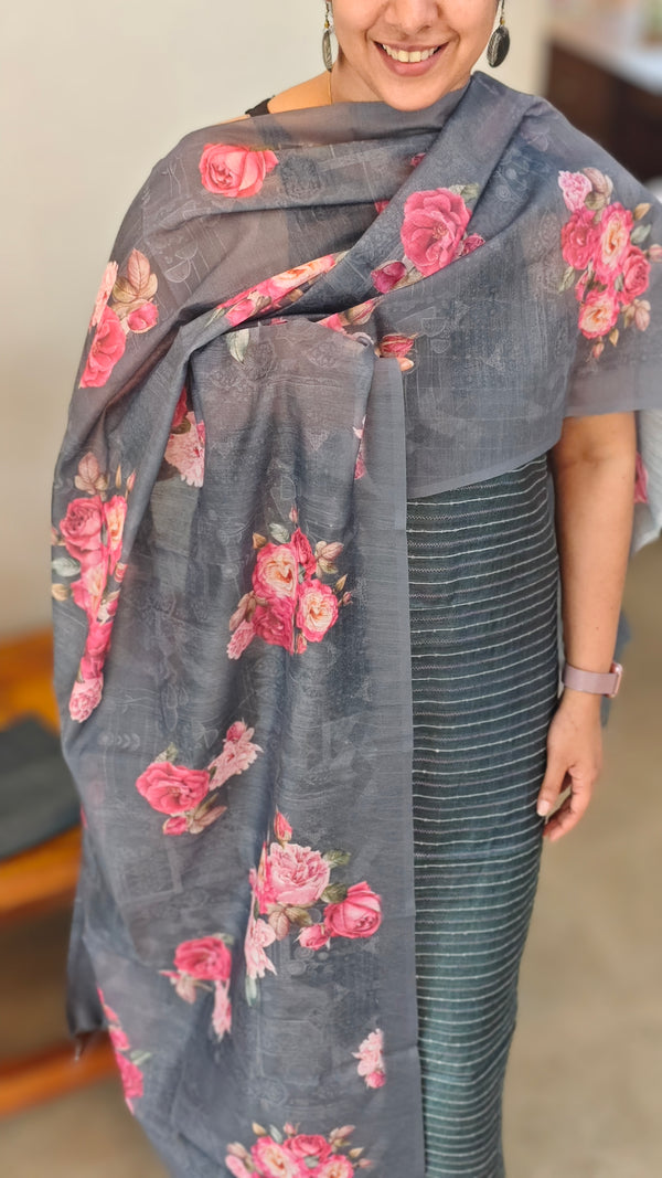 Black tussar silk suit