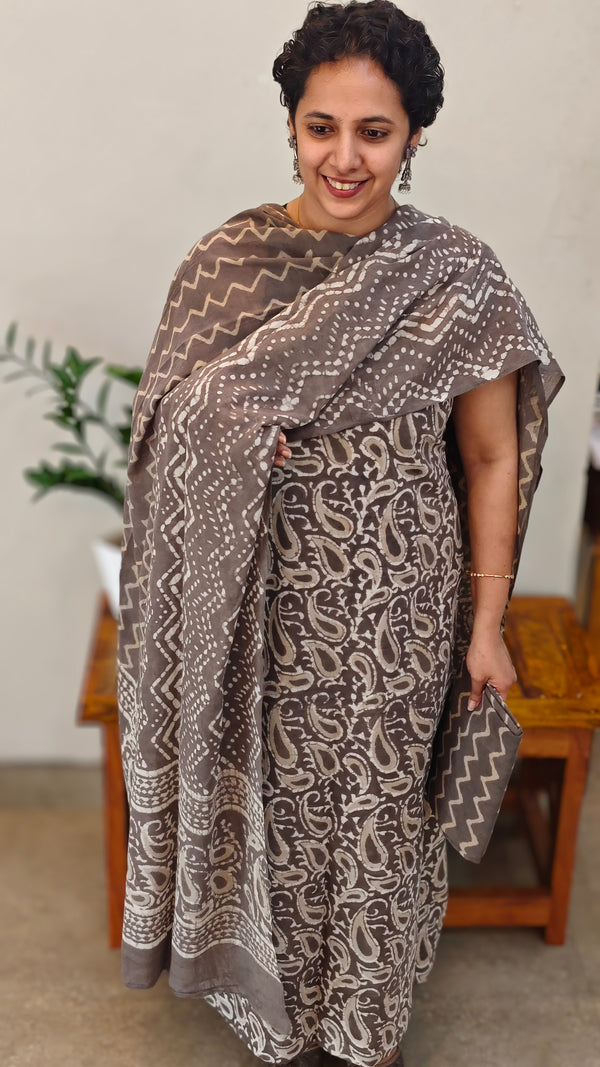 Carbon grey printed cotton suit