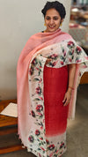 Carrot red tussar silk suit